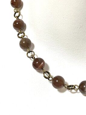 Purple Cat's Eye Bronze Link Adjustable Short Necklace